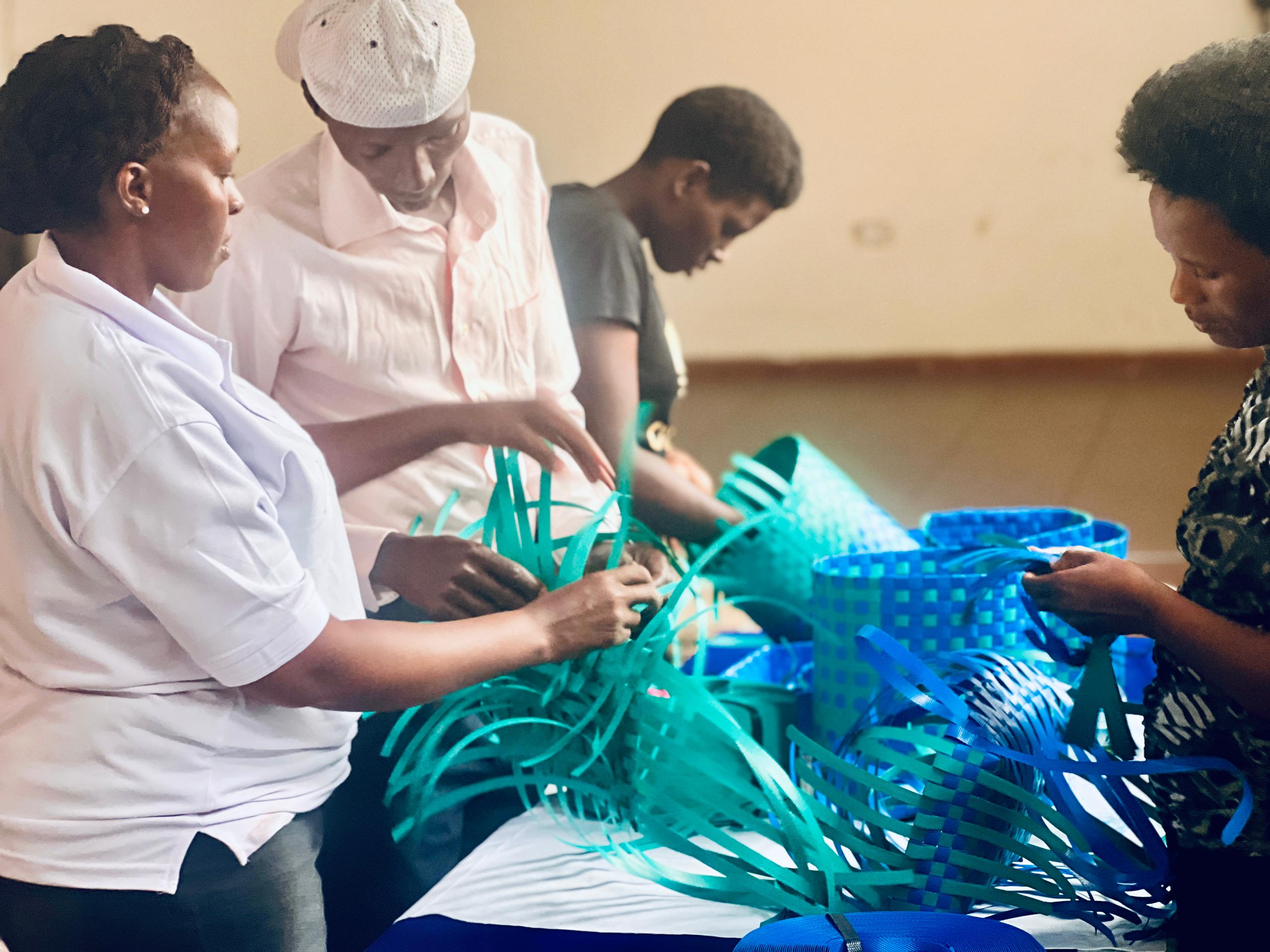 Hands-on weaving in progress