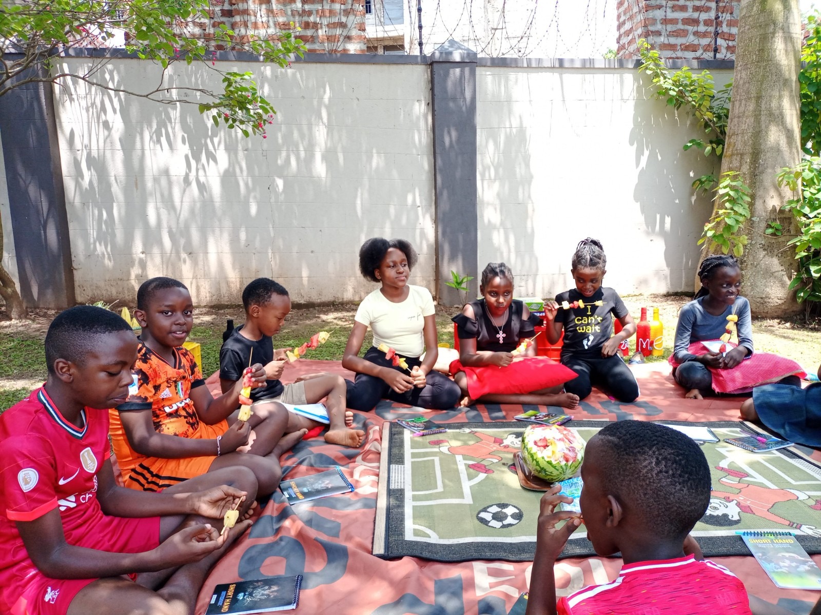 Children having snacks and talking